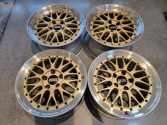 BBS LM 5X114.3 17x8 17x9 +40 LM075 LM074 Staggered Set of 4 Gold