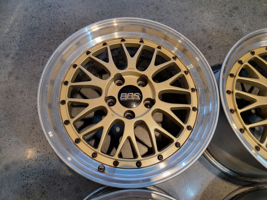 BBS LM 5X114.3 17x8 17x9 +40 LM075 LM074 Staggered Set of 4 Gold